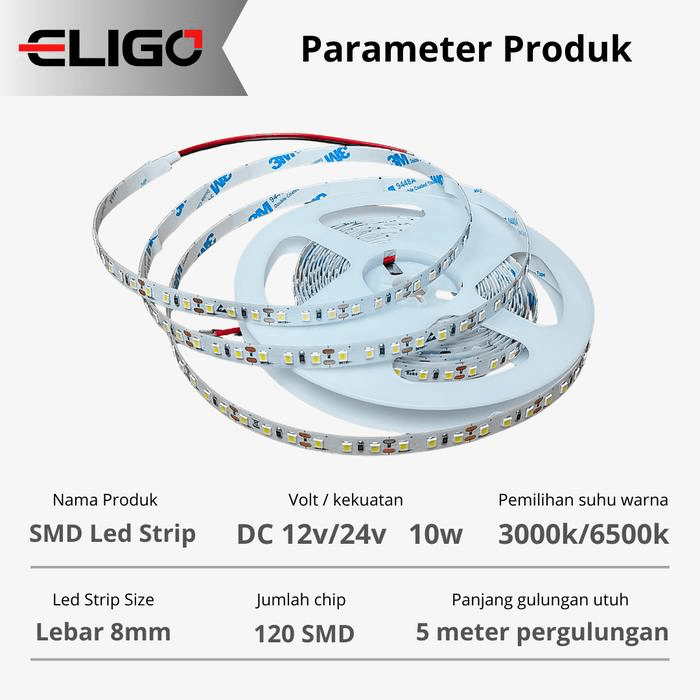 SMD-120D LED Strip 24V 10W 3000K detail 17
